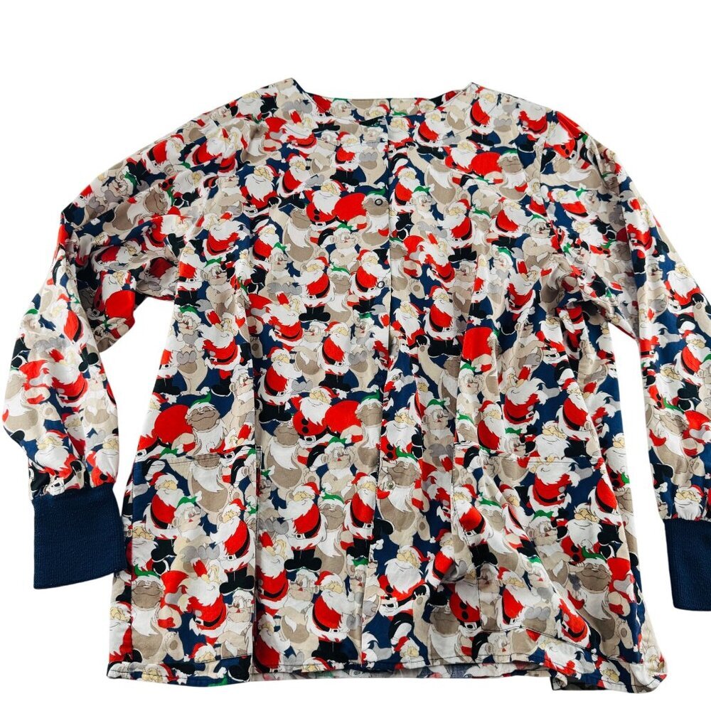 Vintage‎ Crest Santa Claus Long Sleeve Shirt L 100% Cotton